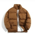 thumbnail image 5 of WTOBBY Men's Loose-Fit Casual Down Jacket with Long Sleeves, Warm and Comfortable Winter Coat, Lightweight Insulated Design for Cold Weather Protection,Light Brown 3XL, 5 of 5