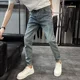 thumbnail image 2 of Pantalones elásticos con bolsillos para hombre, pantalones vaqueros cargo elásticos para hombre, tendencia 2024, ropa clásica de otoño, estética retro, tallas XS, 2 of 5