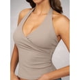thumbnail image 4 of Women Halter Tank Tops Double Lined Basic Shirts Backless Y2K Trendy Going Out Tops Khaki S, 4 of 7