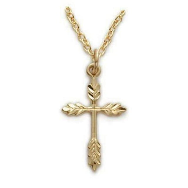 Mcvan J9250 18 in. Chain Gold Over Sterling Silver Wheat Cross Boxed