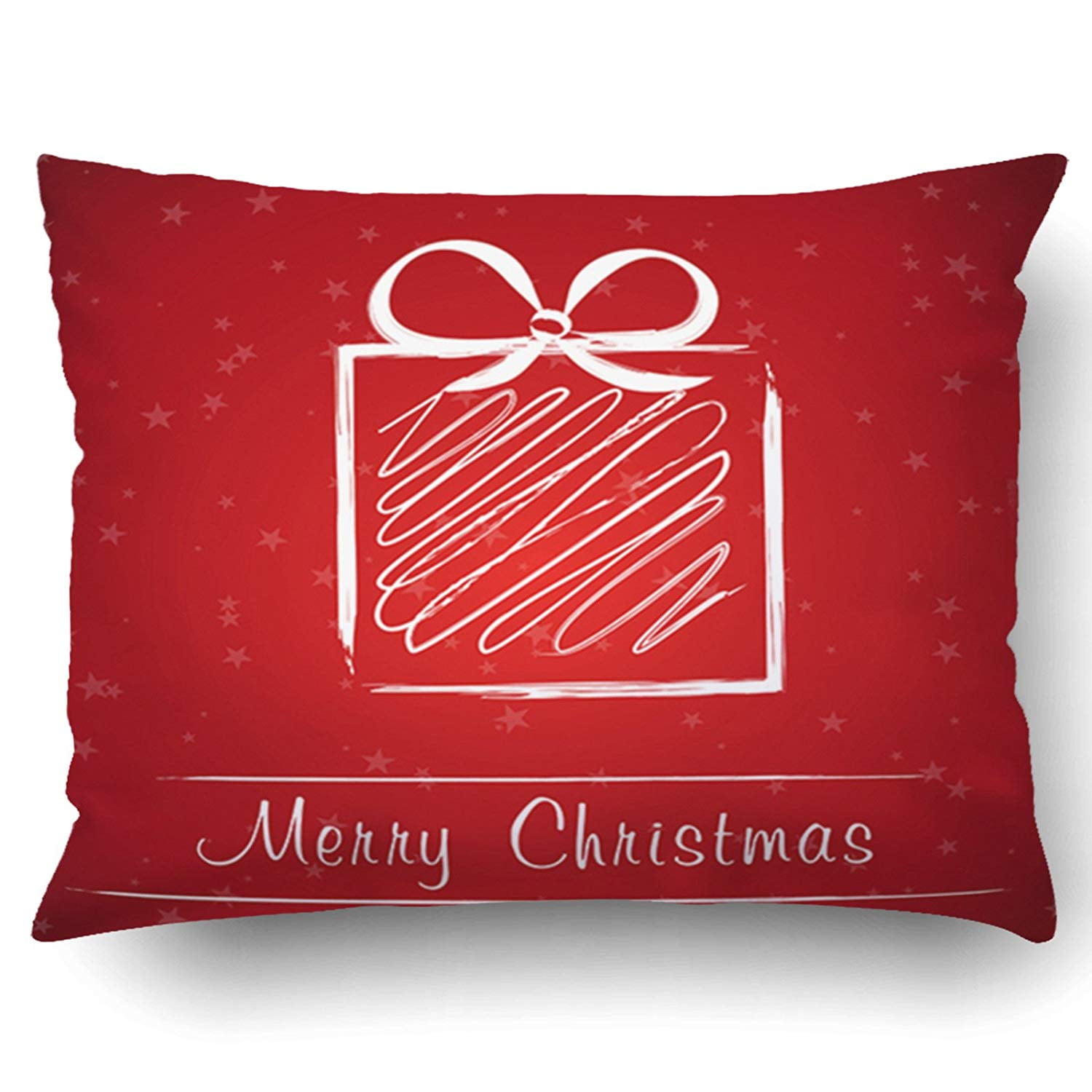 ARTJIA Xmas Merry Christmas Christmas Gift Frame White And Red Pillow