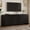 Black, variant on 65.74" TV Stand, Farmhouse Curved Edge Media Console for TVs up to 70", Minimalist Wood Grain Cabinet with Adjustable Shelves and Cable Management, Black