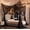 Black/Mable Leaves-78"W x 84"L (Pack of 1), variant on Mosquito Net For Bed Four Corner Curtains Full/queen/king Size Patio Indoor Outdoor