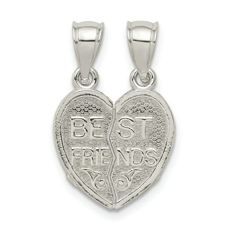 925 Sterling Silver Polished Mini Best Friends Break Away Heart Shaped (Best Thing To Polish Aluminum)