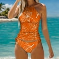 thumbnail image 2 of MKLEKYY Trajes De Baño Mujer 2 Piezas Women'S Fashionable Summer Maple Leaf Line Print Sexy Lace Up Split Swimsuit, 2 of 5