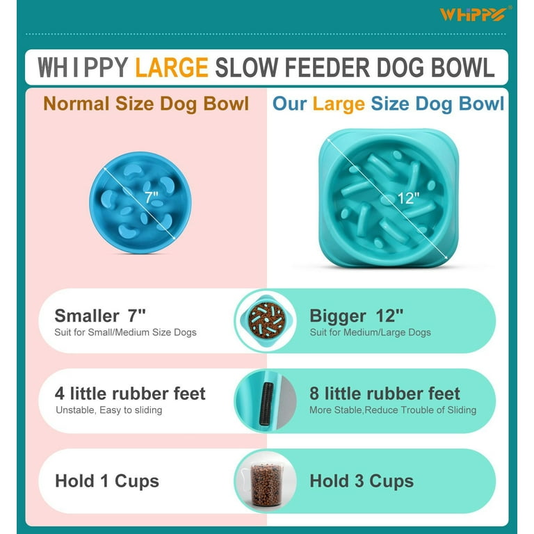 WHIPPY Slow Feeder Dog Bowl, No Choking Bloat Stop Dog Food Feed Bowl for Large  Dogs 