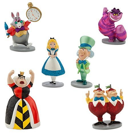 Disney Alice in Wonderland Figure Play Set 6 pieces w/Glitter accents Exclusive ( Pack of 6