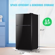 DEMULLER 2.4 Cu.ft Mini Refrigerator Small Fridge with Freezer Double Door Fridge Black New