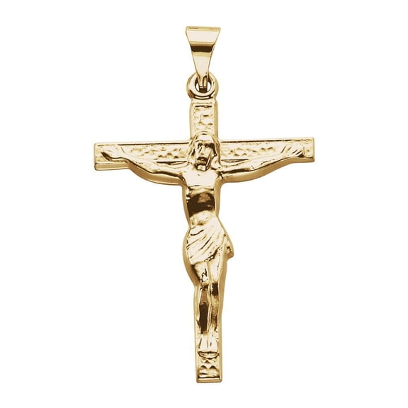 14k Yellow Gold Cross Pendant With Crucifix 24.5x19.25 - 2.1 Grams