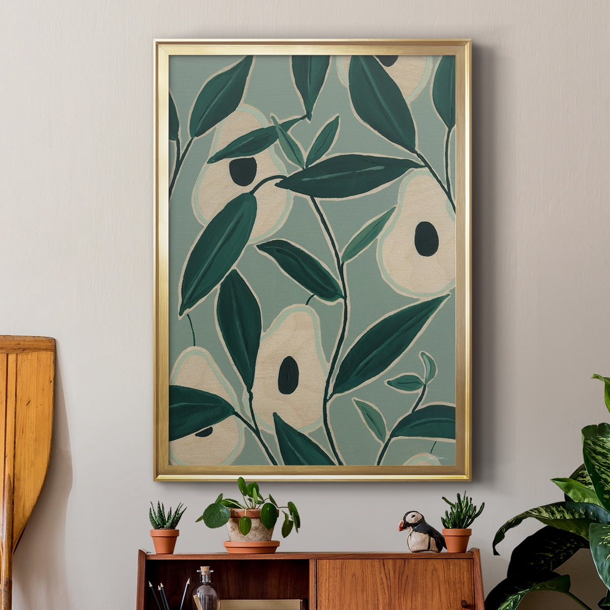 Monochrome Avocados Premium Framed Print - Ready to Hang