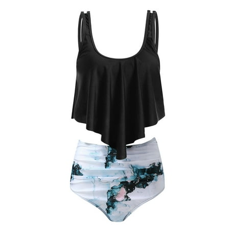 

BELLZELY Sports Bras for Women Clearance Women s Cute High Breast Contrast Print Split Bikini Set Two Piece Swimsuit Sets