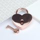 thumbnail image 1 of Candado con forma de corazón Yuxing grabado personalizado con llave oro rosa, 1 of 4