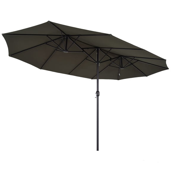 Dranite 15ft Double-Sided Patio Umbrella, Extra Large Outdoor Market Umbrella with Crank