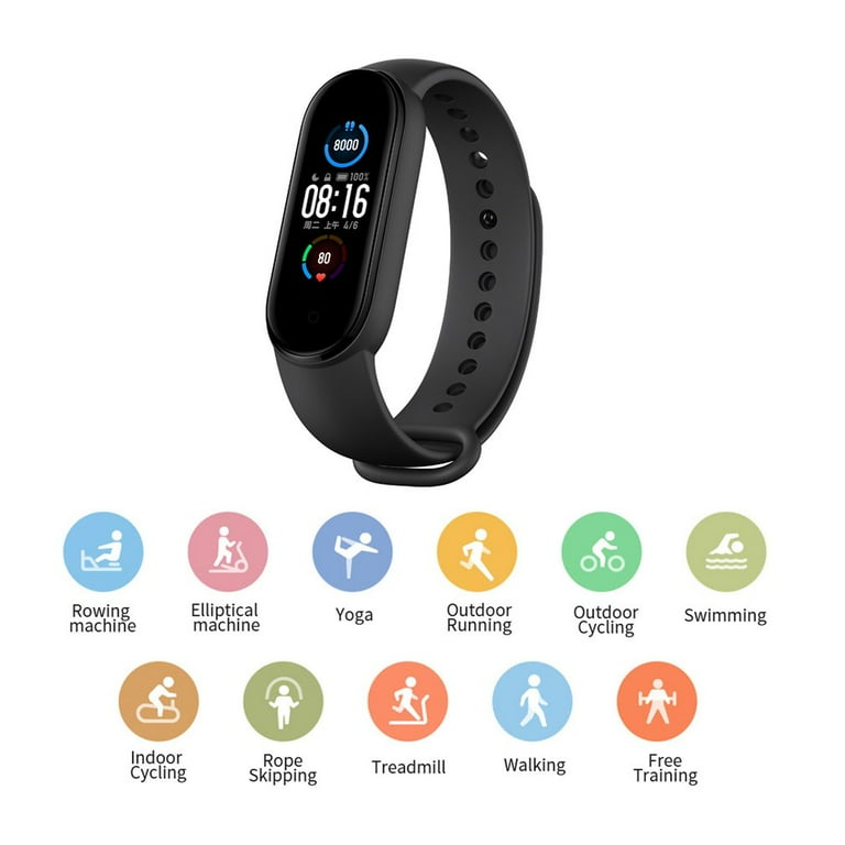  Xiaomi Mi Band 5 Smart Wristband 1.1 inch Color Screen Miband  with Magnetic Charging 11 Sports Modes Remote Camera Bluetooth 5.0 Global  Version - Black : Electronics