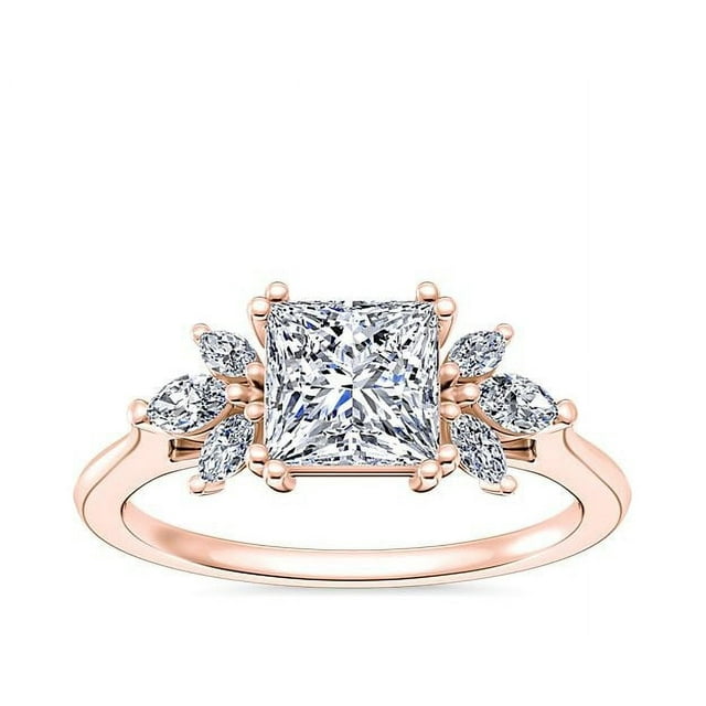0.80 T.C.W Princess Shape Natural Diamond Latest Design Solitaire Wedding Ring for Ladies Solid 14K Rose Gold Size 8