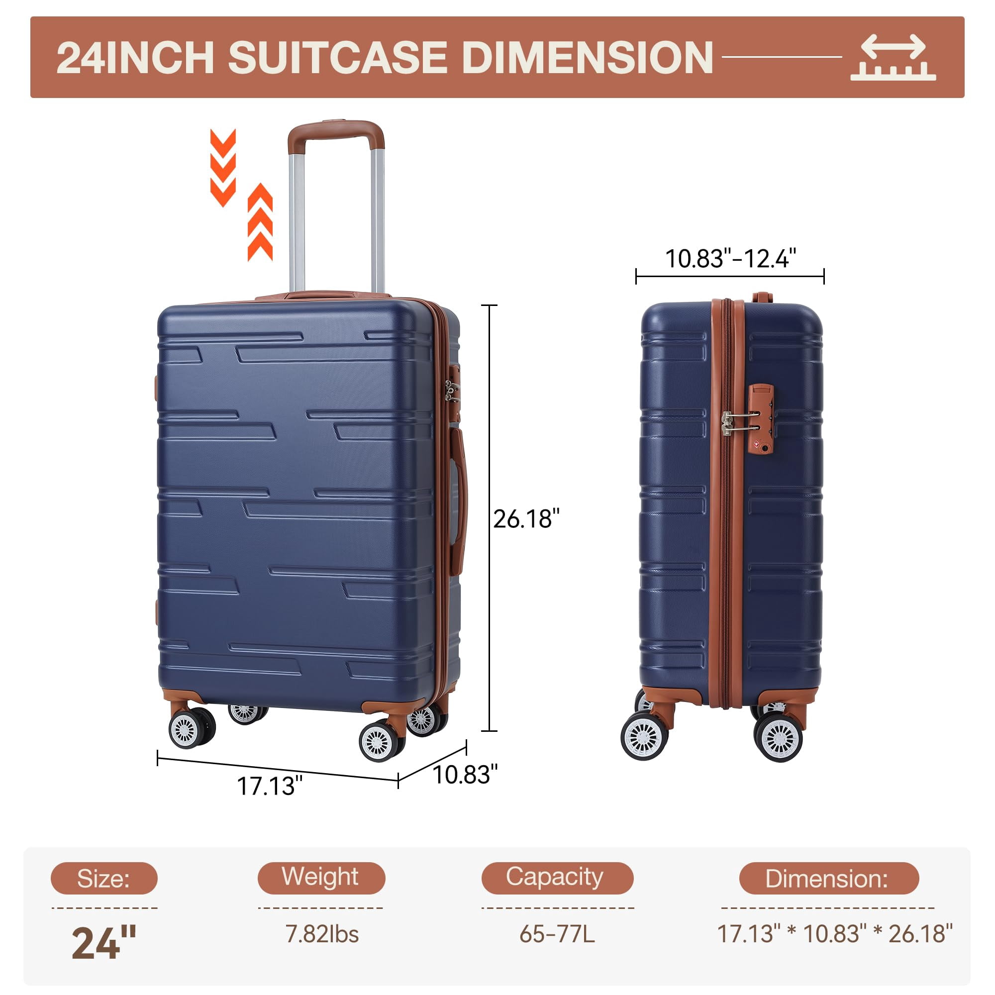 Danolapsi Hardside Expandable Carry On Luggage with Spinner Wheels,Hard Shell Carry On Suitcase with Tsa Lock,Lightweight Hardshell Suitcase,Rolling Luggage,24-Inch
