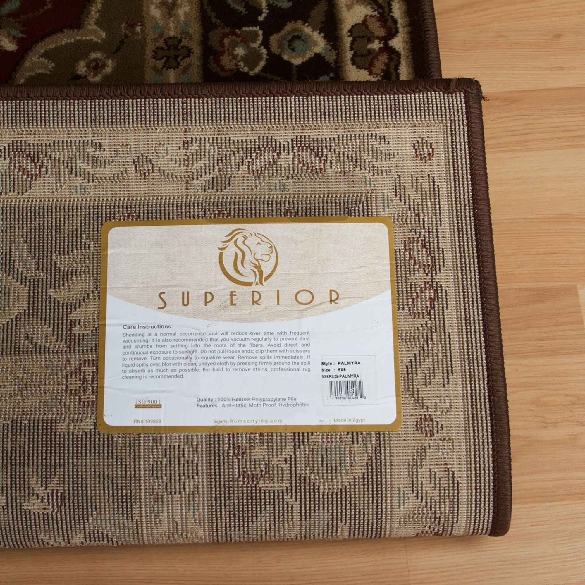 Superior Palmyra Floral Classic Indoor Area Rug, Chocolate, 8' x 10'