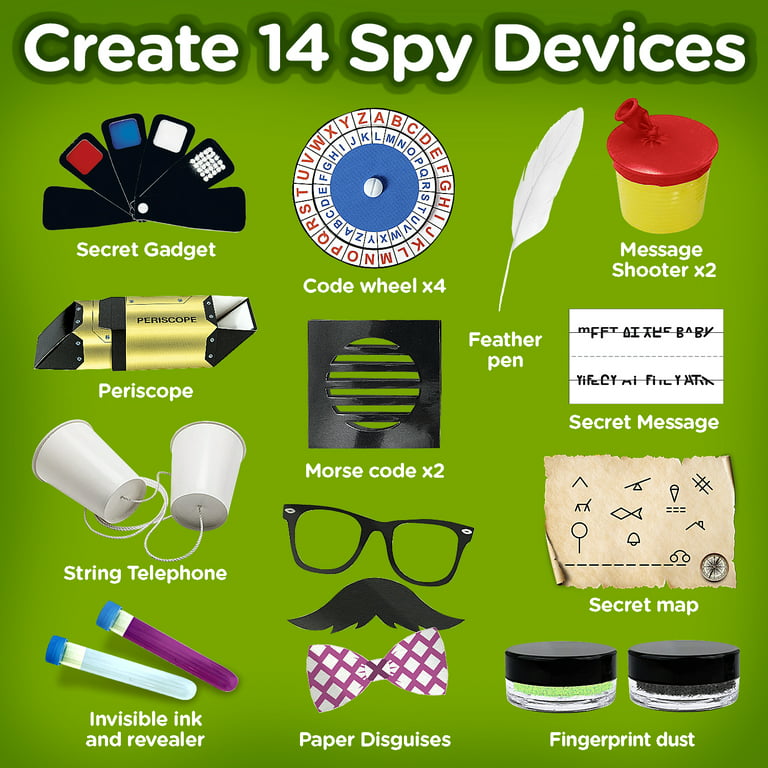 Kids Spy Kit - Explore 15 Secret Missions & Create 14 Detective Gadgets -  Gift for Birthday & Holiday 