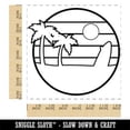 thumbnail image 2 of Retro Rainbow Beach Sunset Palm Trees Surfboard Square Rubber Stamp Stamping Scrapbooking Crafting - Medium 1.75in, 2 of 7