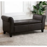 Devon & Claire Farview Dark Brown Faux Leather Storage Ottoman