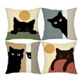 thumbnail image 2 of Funda de almohada decorativa de 4 piezas con diseño de gato, para mascotas, arte, 45 x 45 cm, estilo retro minimalista, para hombre y mujer., 2 of 9