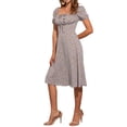 thumbnail image 4 of Vestido de mujer con fruncido, escote cuadrado, dobladillo con volantes y estampado floral XL en púrpura polvo, 4 of 6