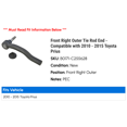 thumbnail image 2 of Front Right Outer Tie Rod End - Compatible with 2010 - 2015 Toyota Prius 2011 2012 2013 2014, 2 of 2