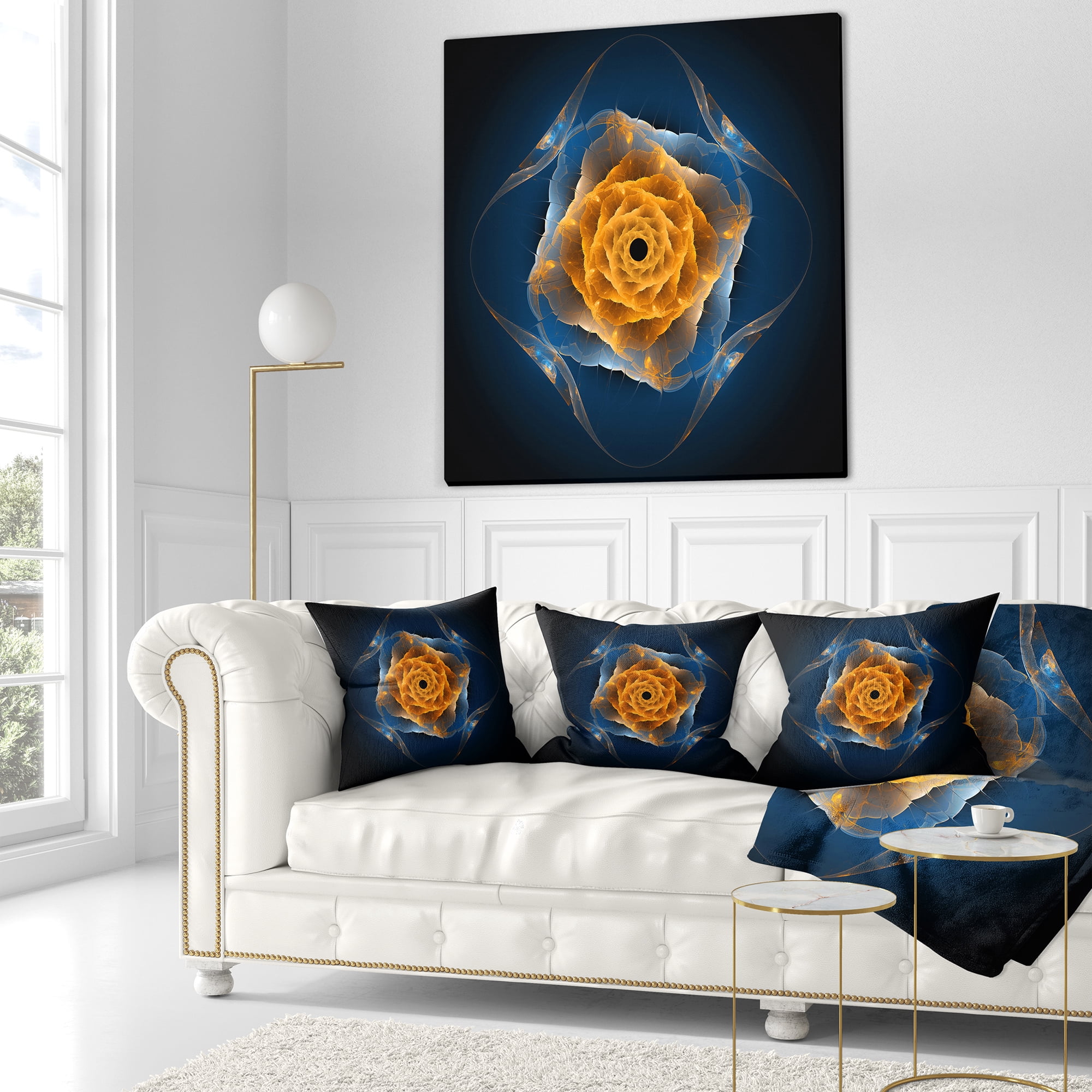 Designart Blue Nautilus Shell Pattern - Contemporary Throw Pillow - 18x18
