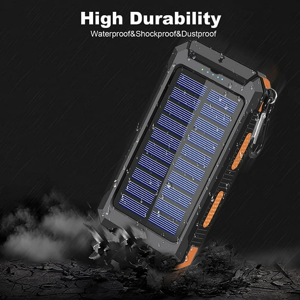 Durecopow Solar Charger, 20000mAh Portable Outdoor Waterproof Solar Power Bank outlet