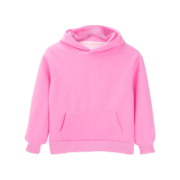 GiLiling Kids Cotton Hoodie, Toddler Fall Pullover Hooded Long Sleeve Plain Sweatshirt with Pocket for Boys and Girls (Pink, 18-24 Months)