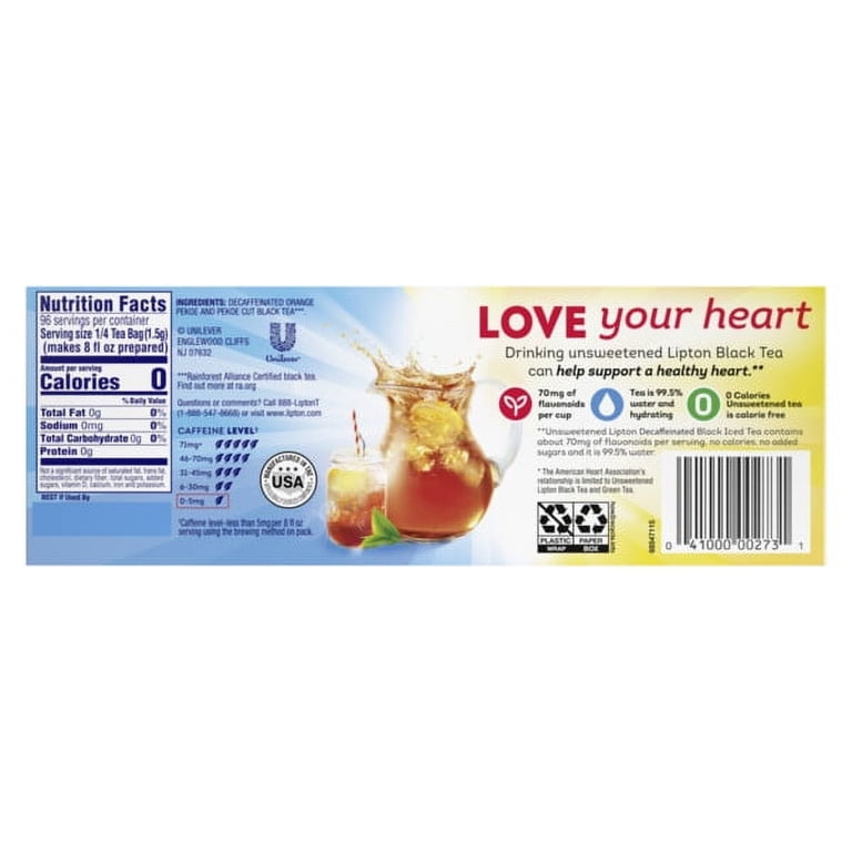 Lipton Iced Tea Unsweetened Black Tea Bags, Decaffeinated, 24 Count photo 2