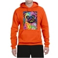 thumbnail image 3 of Funny Neon Pug | Dean Russo Art Animal Lover Unisex Hoodie Sweatshirt, Orange, Large, 3 of 6