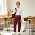 thumbnail image 5 of Boys Stretch Cargo Pants Casual Elastic Waist Straight Leg Regular Fit Kids Hiking Pants Wine 5T, 5 of 8
