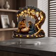 thumbnail image 2 of 2D Acrylic Nativity Scene Holy Family Figurine with Illuminated Tree and Warm Light Effect for Christmas indoor Tabletop Display 8 inch, 2 of 6