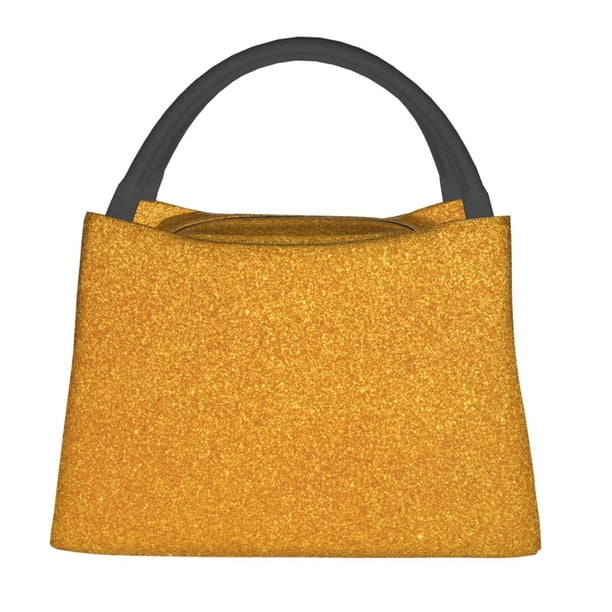 Fotbe Gold Glitter Bolsa Térmica Portátil con Estampado, Bolsa de Entrega de Alimentos Aislada, Bolsa Reutilizable de Gran Capacidad para Comidas y Supermercado