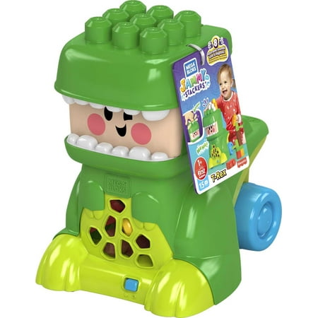 MEGA BLOKS Jammy Stackers T-Rex Toy Block Building Set Toddlers 1-3