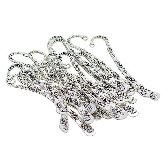 20 Piezas Vintage Marcapáginas Ganchos Rebordear Libro Marcas Joyería Zulema Marcador de metal plateado