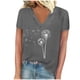 thumbnail image 1 of Camisetas de Manga Corta para las Mujeres, Impresión de Cuello en V Camiseta Casual Top Hecho de 95% Poliéster 5% Spandex para el Uso Diario de Primavera Verano, Camisetas para las Mujeres Casual, 1 of 4