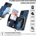 thumbnail image 2 of Phone Case for Samsung Galaxy A42 5G Zipper Wallet Cover with Credit Card Holder Slot Shoulder Crossbody Strap Long Lanyard Leather Cell Accessories A 42 G5 42A S42 4G 2021 Women Girls Blue, 2 of 14