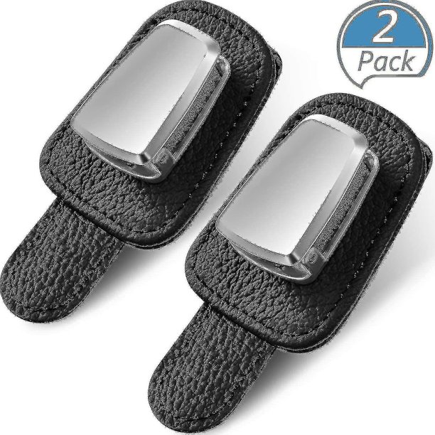 2 paquetes de soporte Universal para gafas de coche, soporte para gafas de sol, Clip de cuero, colgador de gafas y Clip para tarjeta de billete (hy)