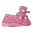 thumbnail image 5 of SONA G DESIGNS Baby Unisex Soft Blanket with French Terry Small Plush Toy Git Set Lion Elephant Bear - Embroidery Available Raspberry Bear Set, 5 of 9