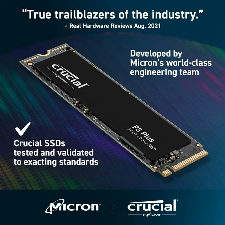Crucial P3 Plus 2TB 1TB 500GB PCIe Gen4 3D NAND NVMe M.2 SSD, up