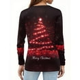 thumbnail image 4 of SYMOID Womens Christmas Long Sleeve Top - Wine, Crew Neck, Christmas Tree & Merry Christmas Print, Polyester-Spandex Blend, Regular Fit, S-XXL,Size XL, 4 of 5