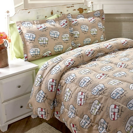 Happy Camper Comforter Set Cute Bedding For Outdoor Lovers Kids