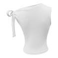 thumbnail image 4 of Feancey Ruched One Off The Shoulder Tank Tops for Women Tie Sleeve Asymmetrical Neck Going Out Top Slim Fit Casual Summer Blouses White M, 4 of 5