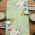 thumbnail image 5 of Table Runners 72 Inches Long Dress Scarves, Easter Bunny Farmhouse Kitchen Table Runner, Coffee Tablerunners, Farmhouse Colorful Eggs Tulip Wood Grain Green 14x72 Inch, 5 of 9