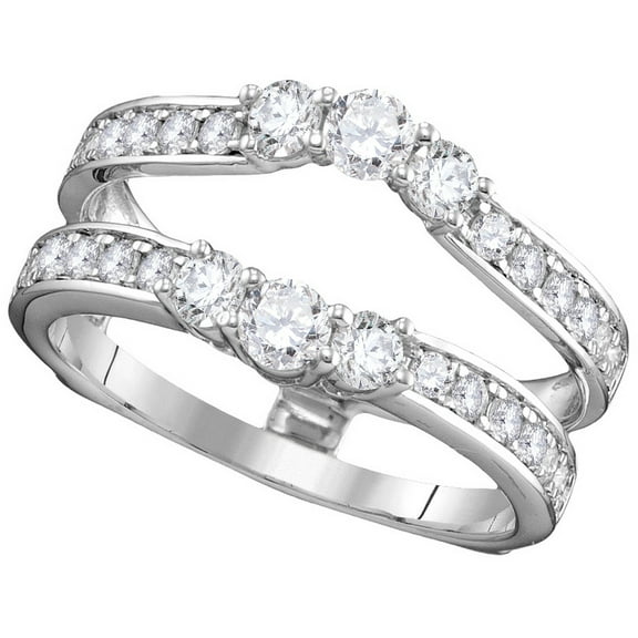 14kt White Gold Womens Round Diamond Ring Guard Wrap Solitaire Enhancer 1.00 Cttw