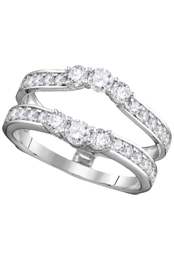 14kt White Gold Womens Round Diamond Ring Guard Wrap Solitaire Enhancer 1.00 Cttw