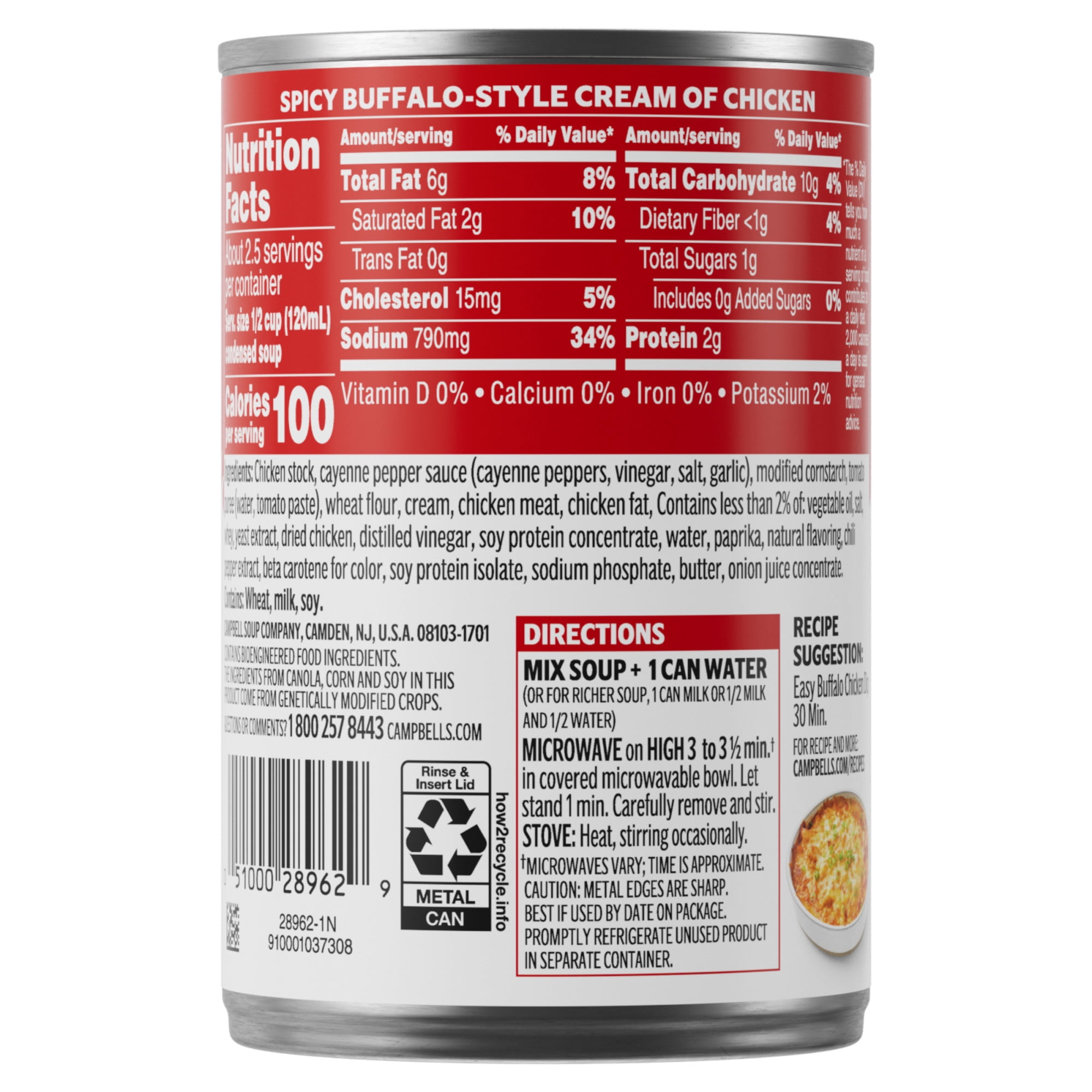 (12 pack) Campbell's Condensed Spicy Buffalo-Style Cream of Chicken Soup, 10.5 oz Can