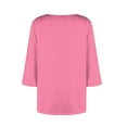 thumbnail image 4 of Ltctricy Women's 3/4 Sleeve Tunic Tops Trendy Asymmetrical Neck Solid Color T Shirts Casual Loose Tee Blouses(Pink,3X-Large), 4 of 5